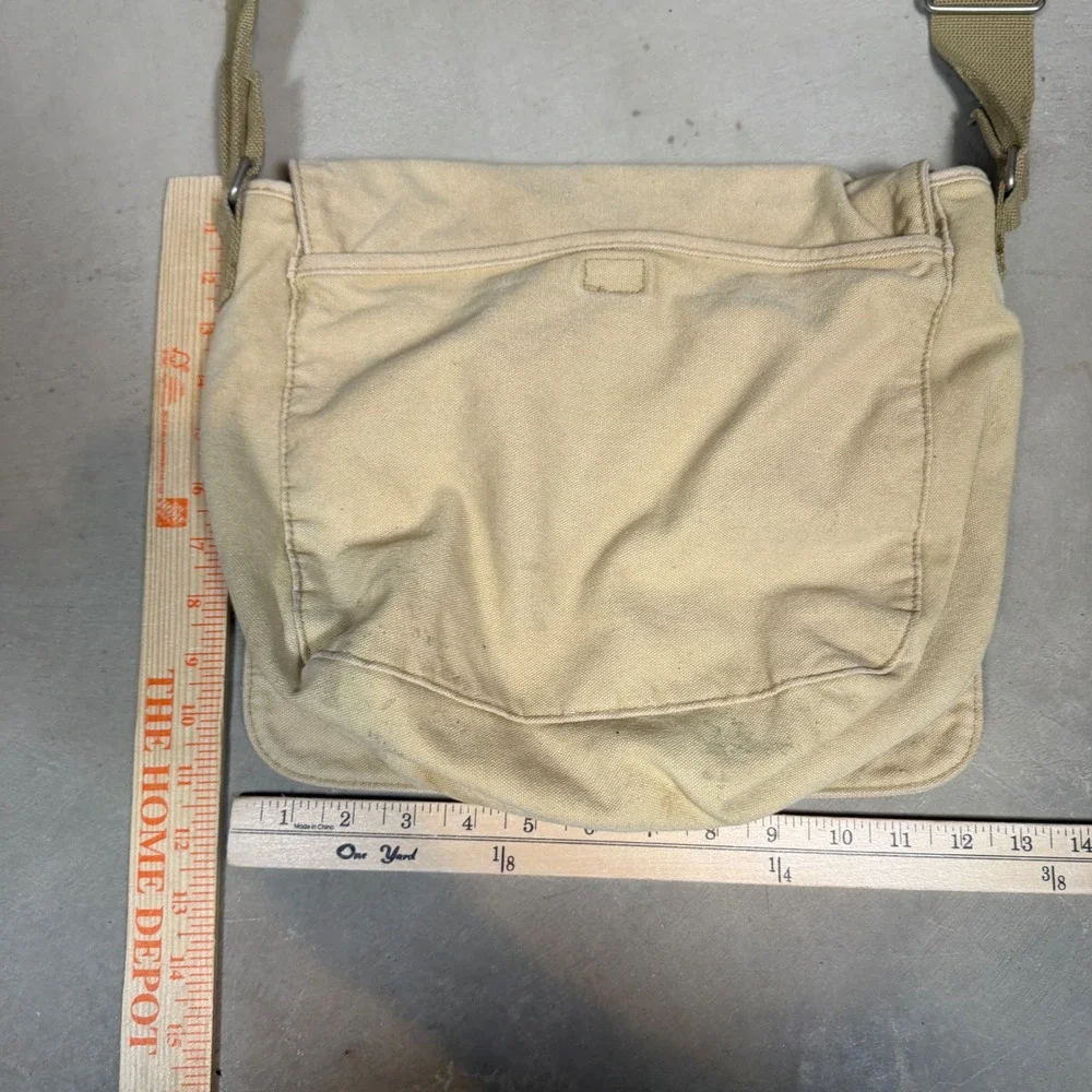 Tan Canvas Military Stencil Messenger Bag Crossbody Satchel HJ-90210/0373BC